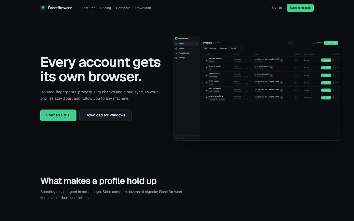 facetbrowser website